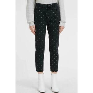 Current/Elliott The Vintage Cropped Slim Black Polka Dot Jeans Size 31